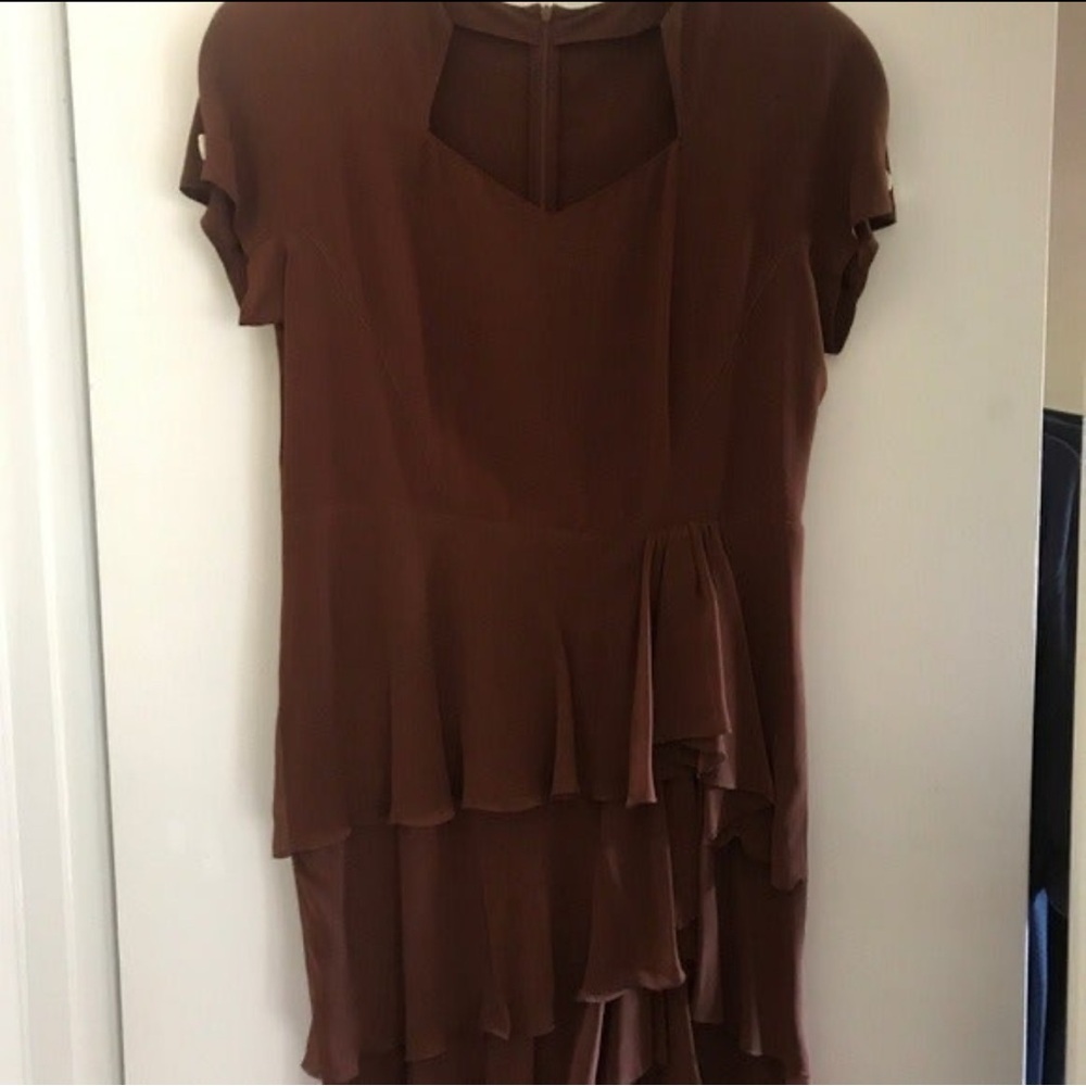 🖤MARIELLA BURANI VINTAGE 1990s CUSTOM BROWN DRESS SIZE 12🖤